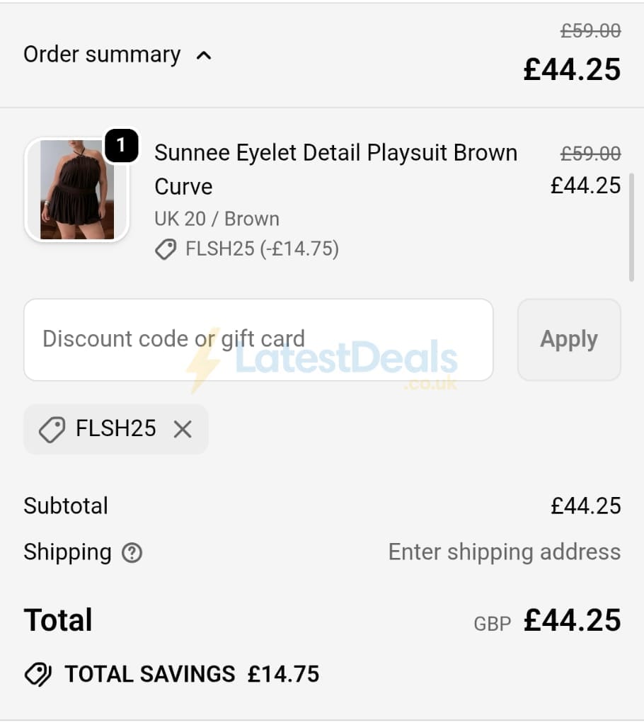 Screenshot of the Princess Polly discount code working