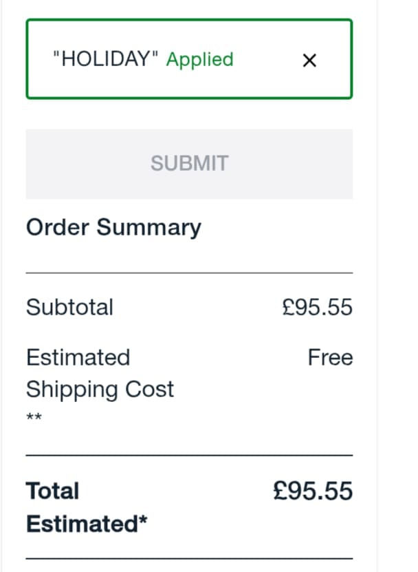 Screenshot of the StriVectin discount code working