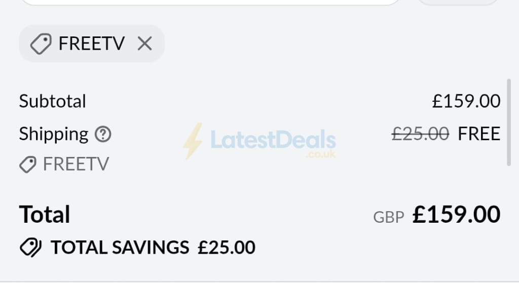 Screenshot of the Harvey Norman discount code working
