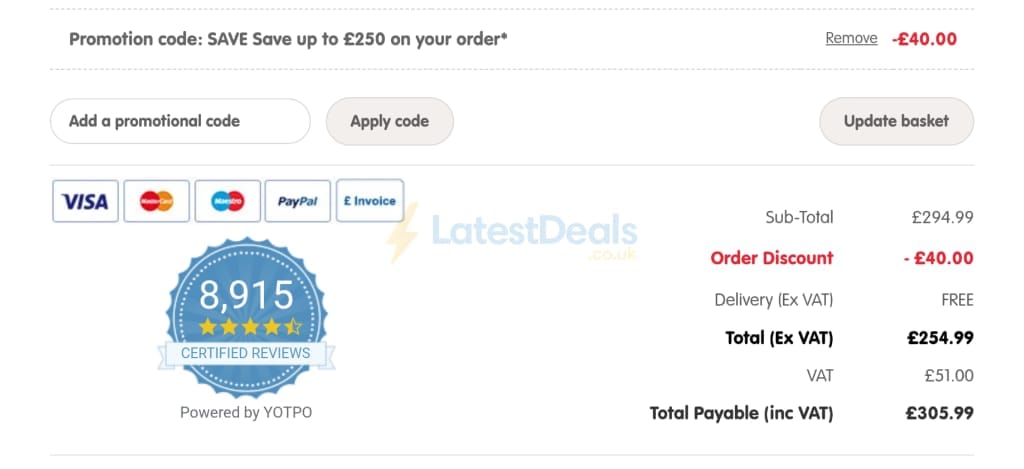 Screenshot of the TTS discount code working