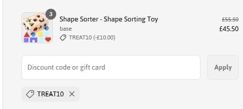 Screenshot of the Jaques London discount code working