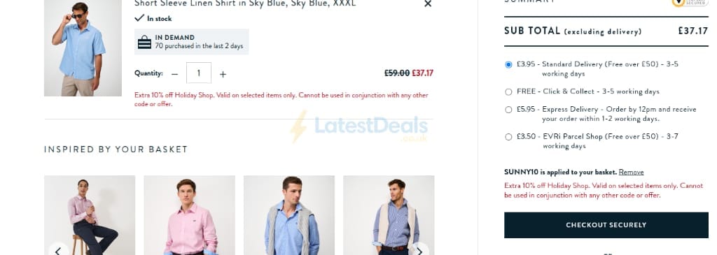 Screenshot of the Crew Clothing discount code working