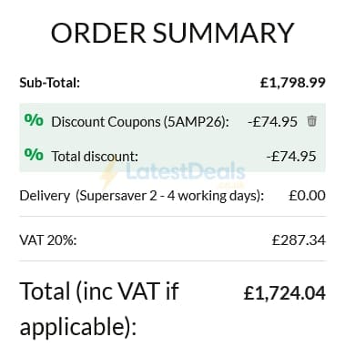 Screenshot of the Advanced MP3 Players discount code working