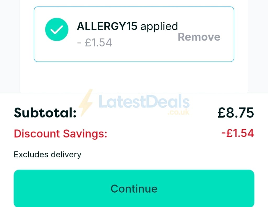 Screenshot of the Pharmacy2U discount code working