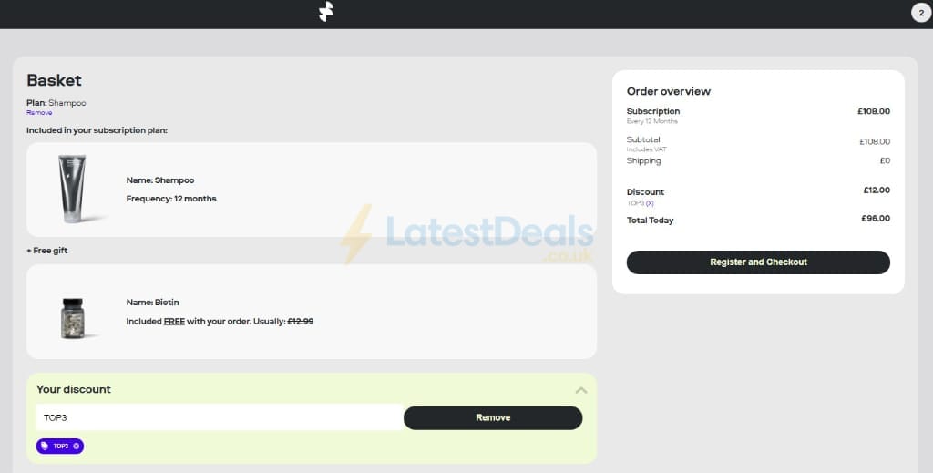Screenshot of the Sons discount code working