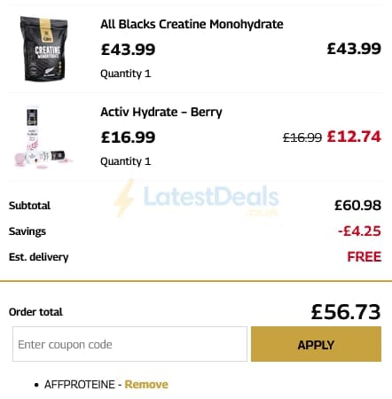 Screenshot of the Healthspan UK Elite discount code working