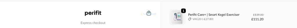 Screenshot of the Perifit discount code working