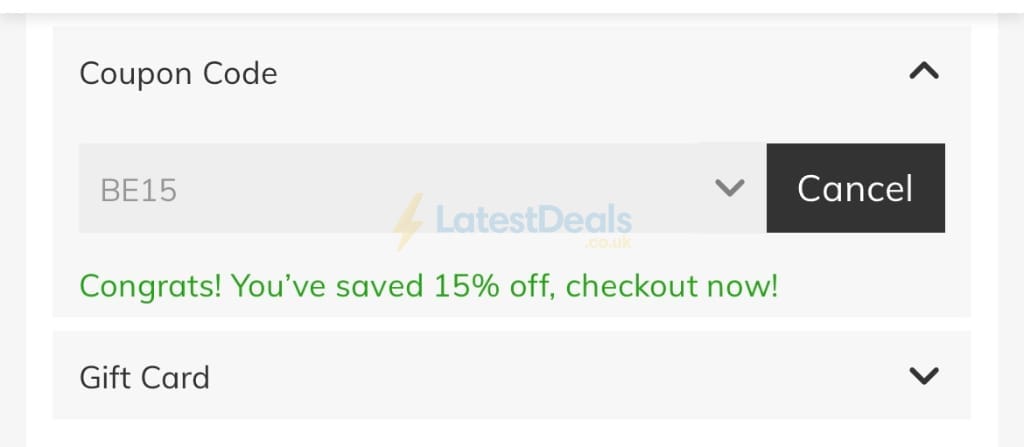 Screenshot of the Jeulia discount code working
