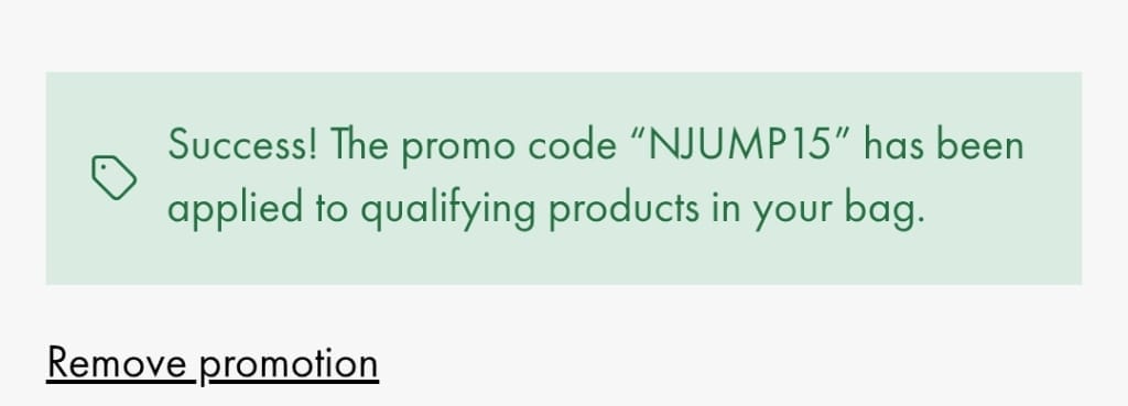 Screenshot of the Goldsmiths discount code working