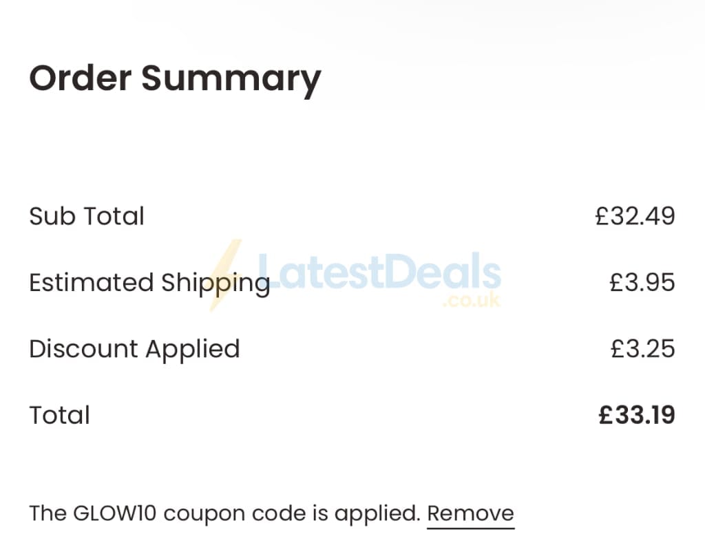 Screenshot of the Value Lights discount code working