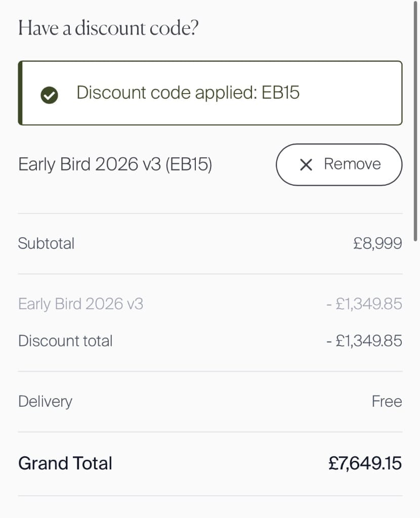 Screenshot of the Maze Living discount code working