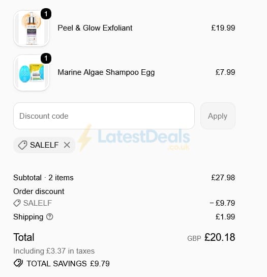 Screenshot of the Procoal discount code working