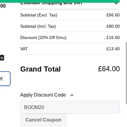 Screenshot of the WoolBox discount code working