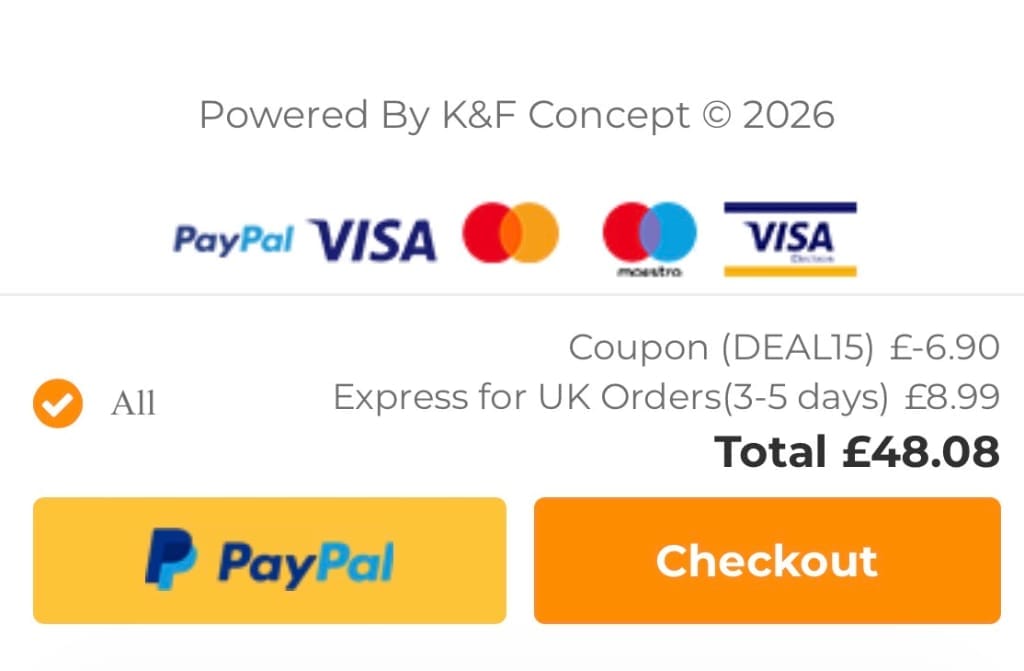 Screenshot of the K&F Concept discount code working