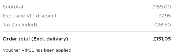 Screenshot of the Barker and Stonehouse discount code working