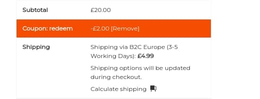 Screenshot of the Rainy Days discount code working