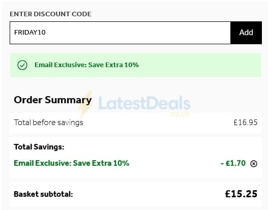 Screenshot of the No7 Beauty discount code working