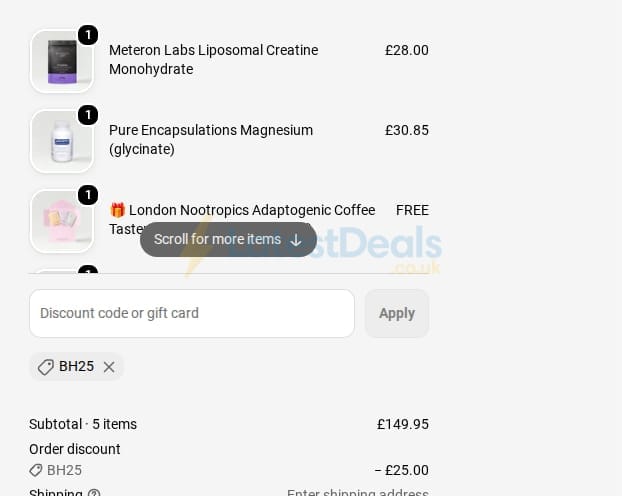 Screenshot of the W-Wellness discount code working
