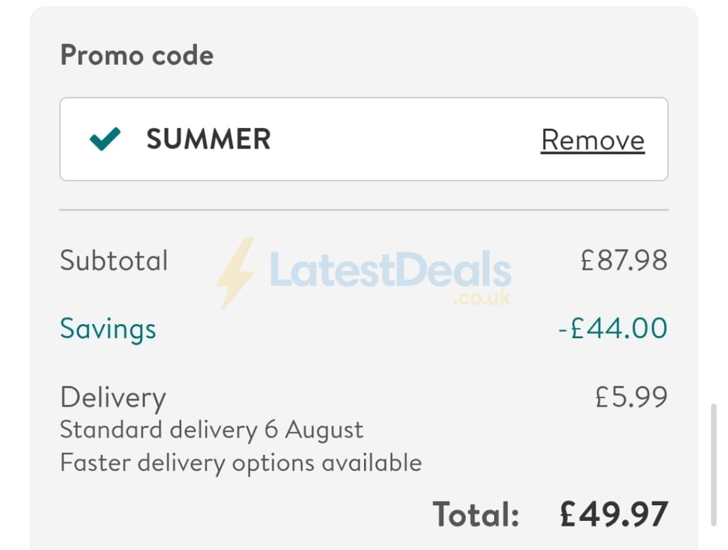 Screenshot of the Photobox discount code working