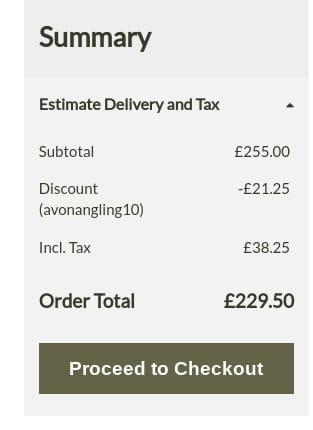 Screenshot of the Snowbee discount code working