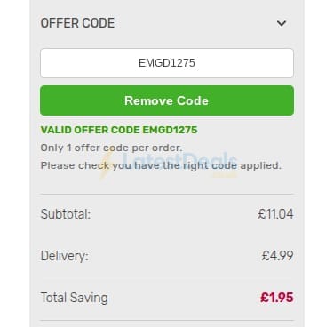 Screenshot of the Gardening Direct discount code working