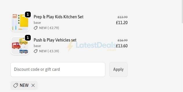 Screenshot of the Jaques London discount code working