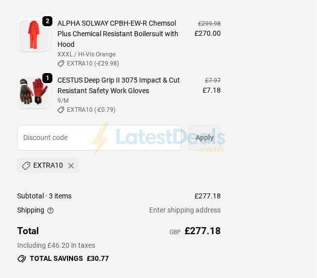Screenshot of the Mstore discount code working
