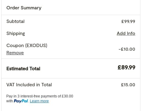 Screenshot of the House of Marley discount code working