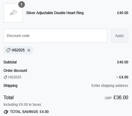 Screenshot of the Hersey discount code working