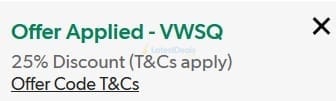 Screenshot of the Curvissa discount code working