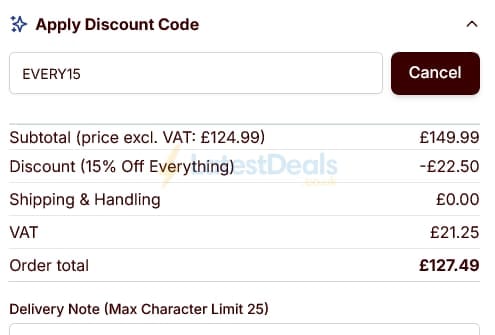 Screenshot of the Hedges Direct discount code working