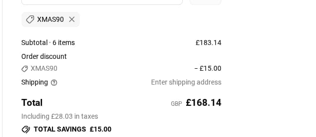 Screenshot of the Revital discount code working