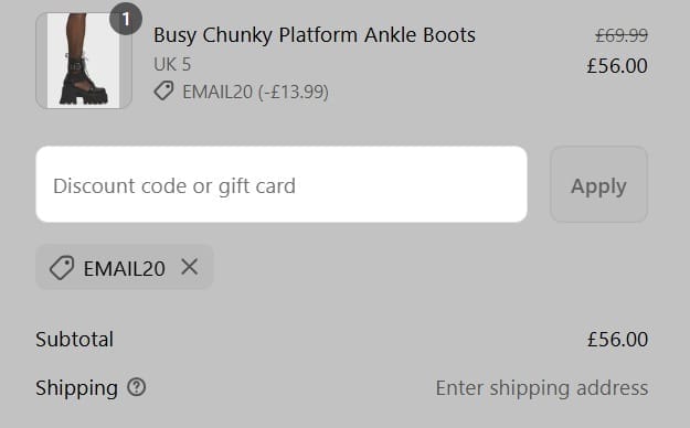 Screenshot of the Lamoda discount code working