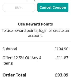 Screenshot of the Love Garden Birds discount code working