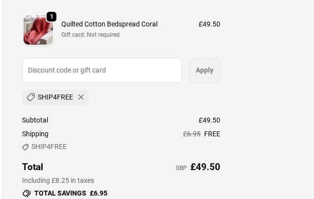Screenshot of the Life of Riley discount code working