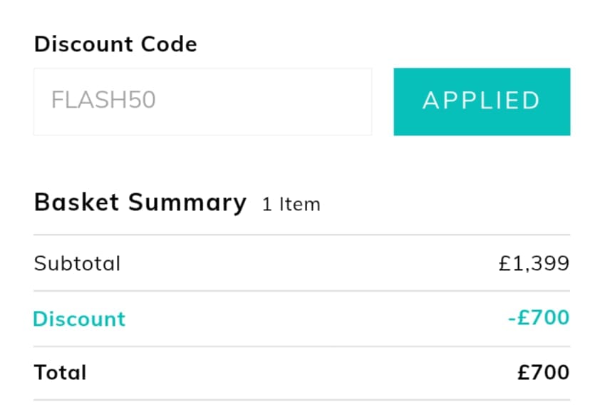 Screenshot of the Rattan Direct discount code working