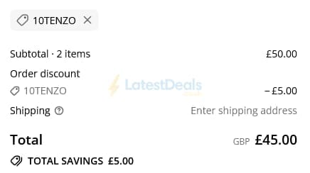 Screenshot of the Tenzo Tea discount code working