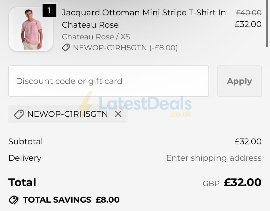 Screenshot of the Original Penguin discount code working