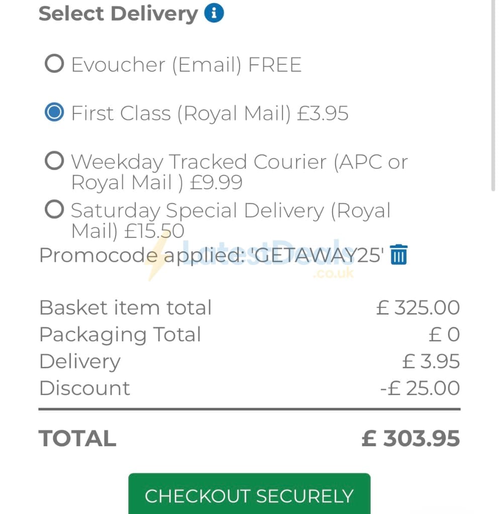 Screenshot of the Into The Blue discount code working