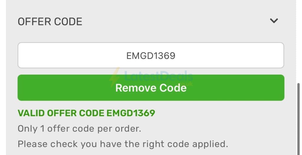 Screenshot of the Gardening Direct discount code working