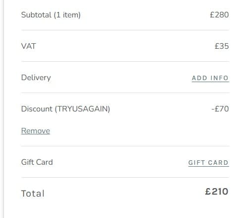 Screenshot of the Garden Trading discount code working