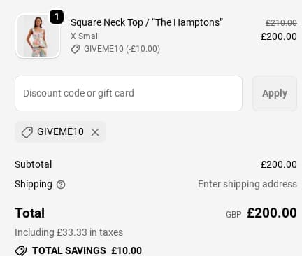 Screenshot of the Jessica Russell Flint discount code working