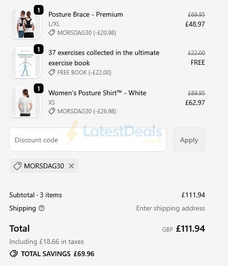Screenshot of the ActivePosture discount code working