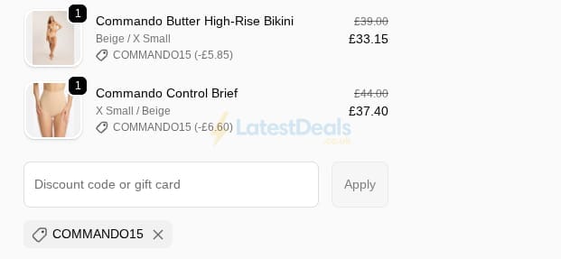 Screenshot of the Beauty Fresh discount code working