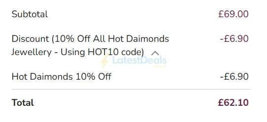 Screenshot of the T. H. Baker discount code working