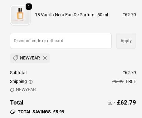 Screenshot of the LEDDA discount code working