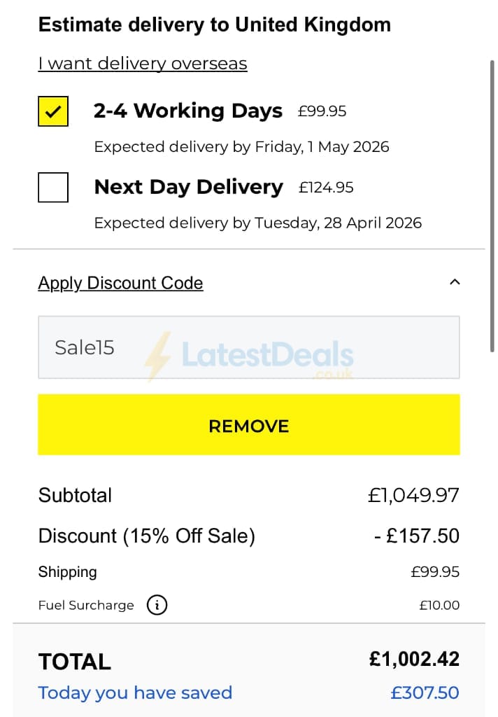 Screenshot of the Net World Sports discount code working
