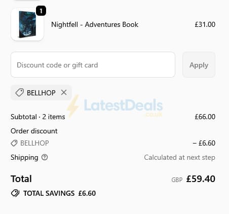Screenshot of the Modiphius Entertainment discount code working