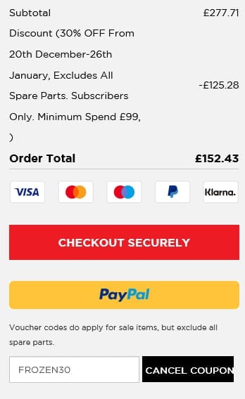 Screenshot of the Kuhn Rikon discount code working
