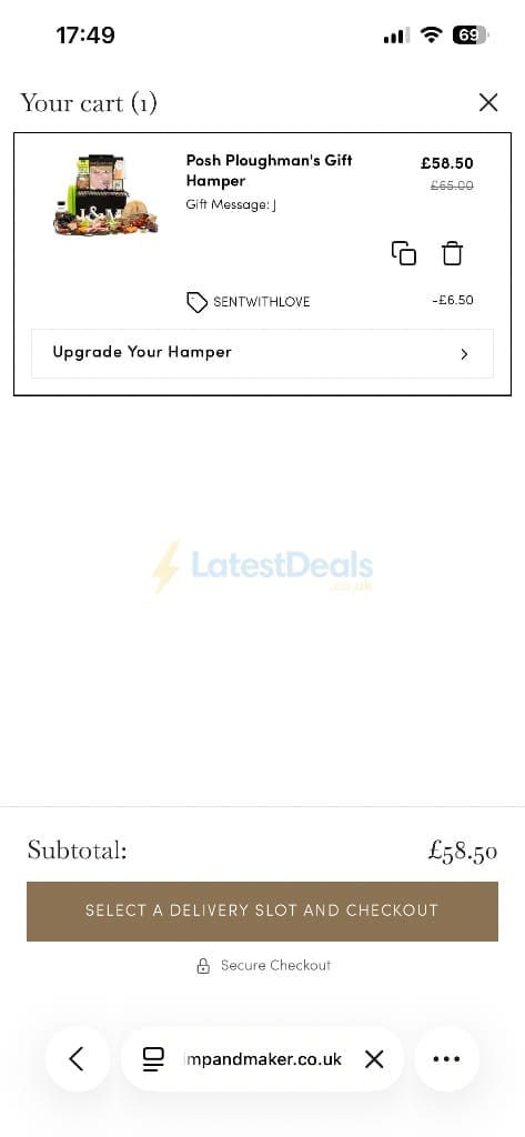 Screenshot of the imp and maker discount code working